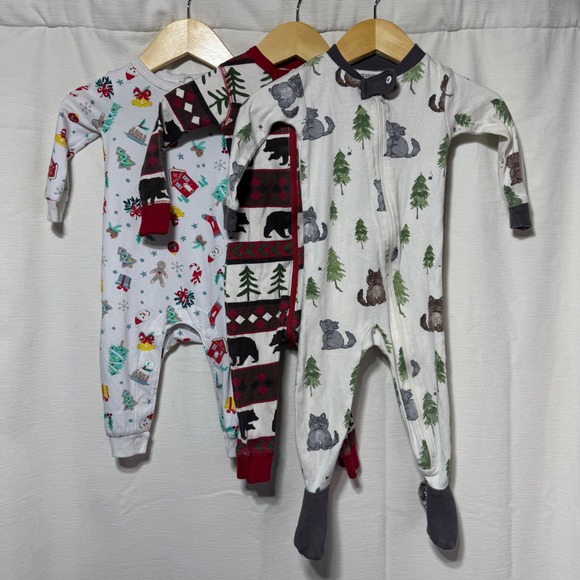 Various Other - Infant baby winter Pajamas Footie Burt's Bees Lazy One Holiday Time 6-9M